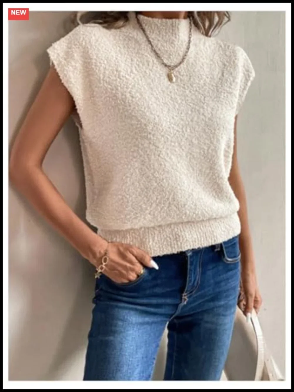 Fuzzy Short Sleeve Sweater Mock Neck Knit Pullover Jumper Old Money Tops